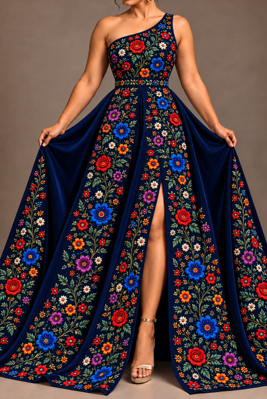 Vestido Largo Bordado 607