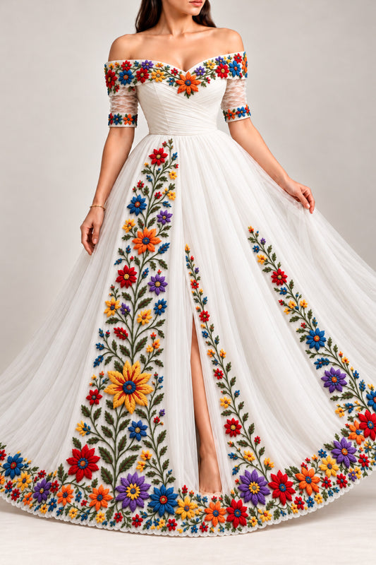 Vestido Largo Bordado 565