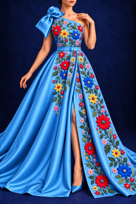 Vestido Largo Bordado 608