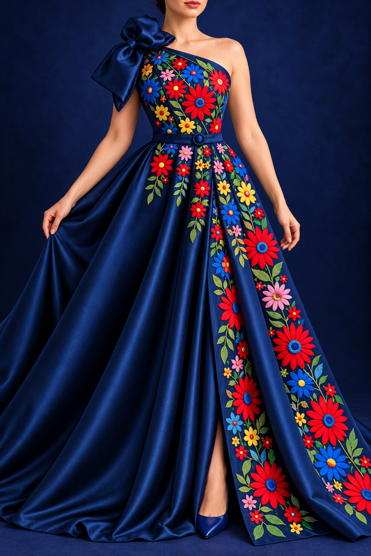 Vestido Largo Bordado 606
