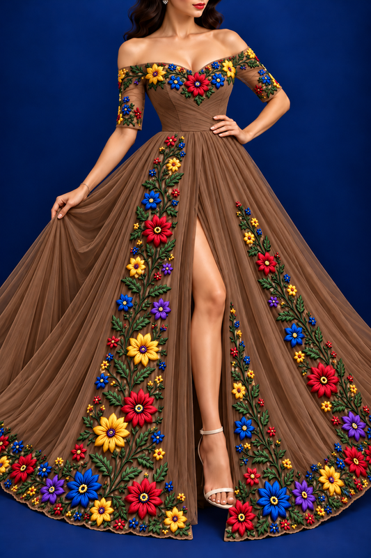 Vestido Largo Bordado 602