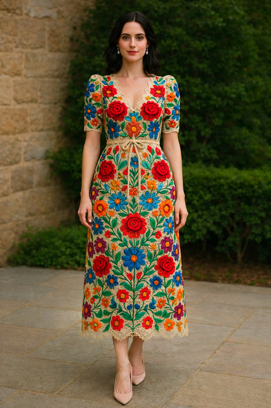 Vestido Largo Bordado 547